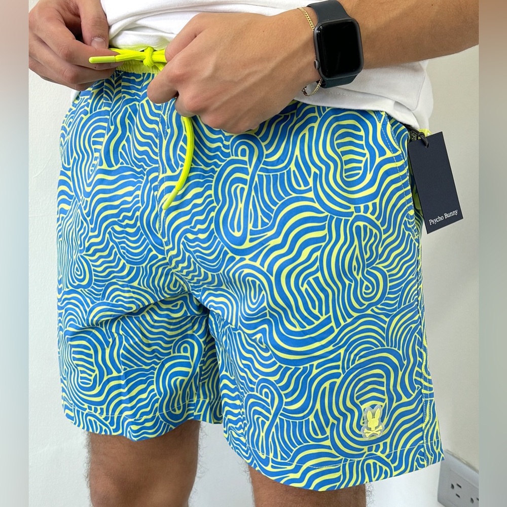 New Psycho Bunny Men's Verona AOP Swim Trunks M